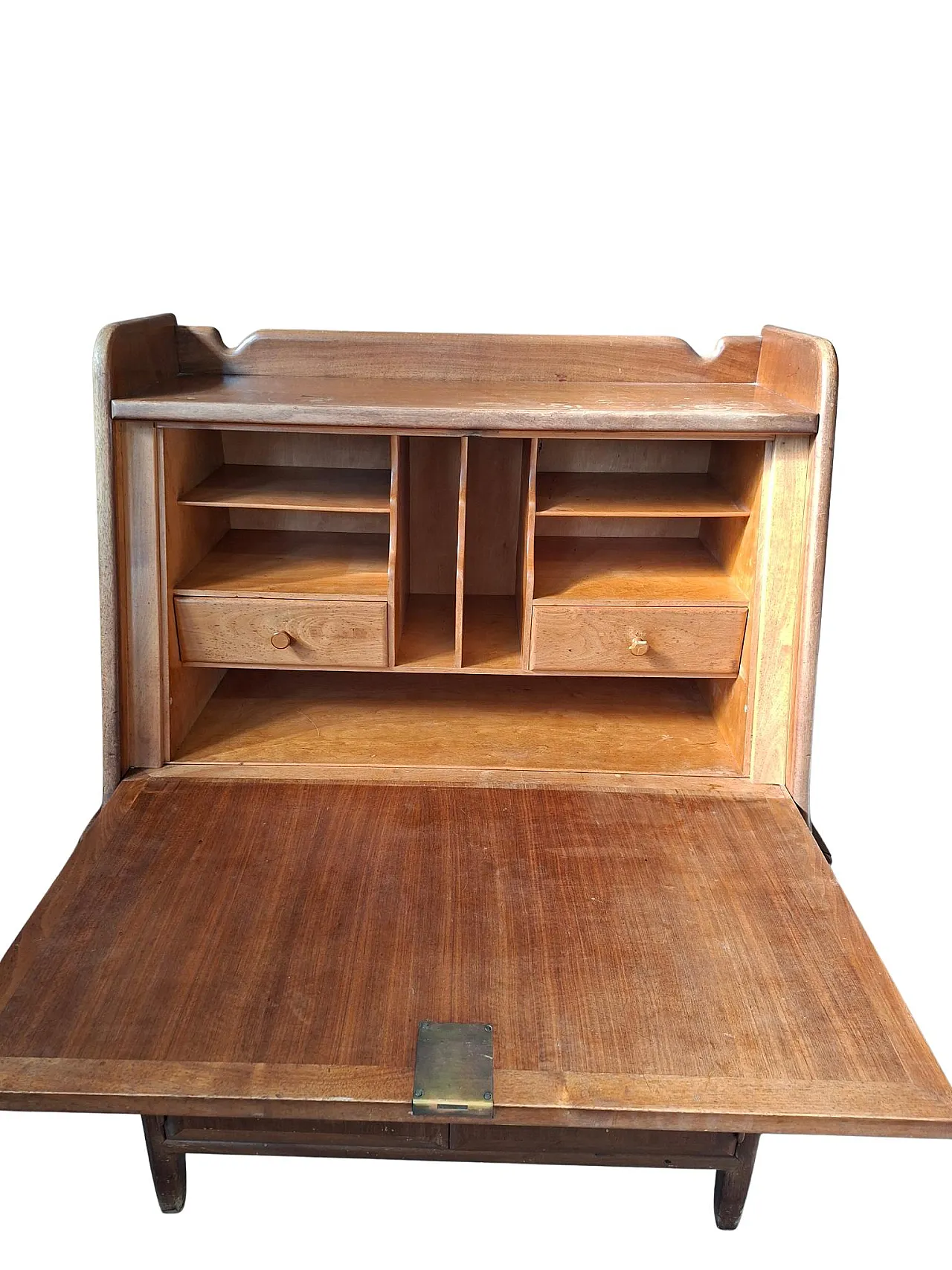Wooden drop-leaf writing desk secretaire, 1960s 6
