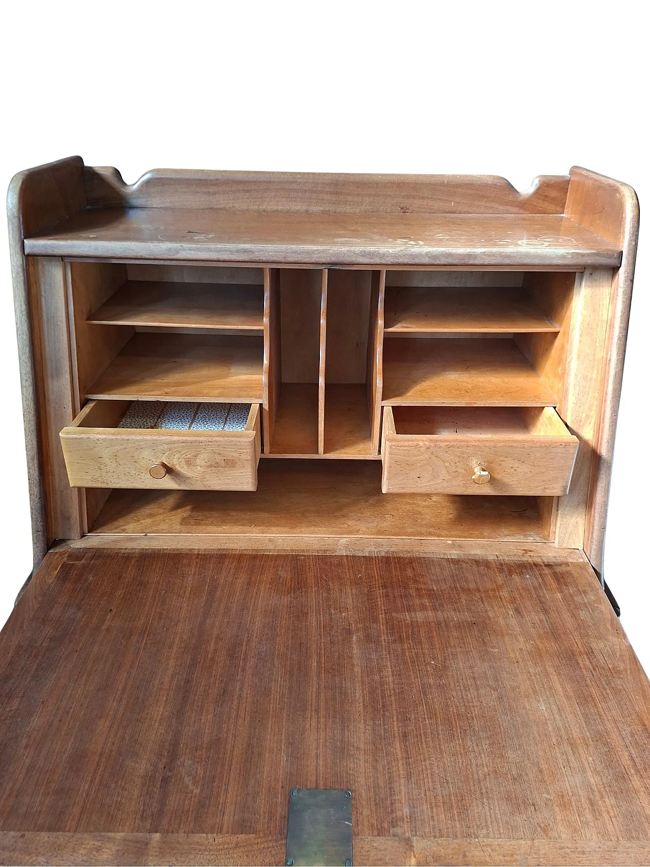 Wooden drop-leaf writing desk secretaire, 1960s 7