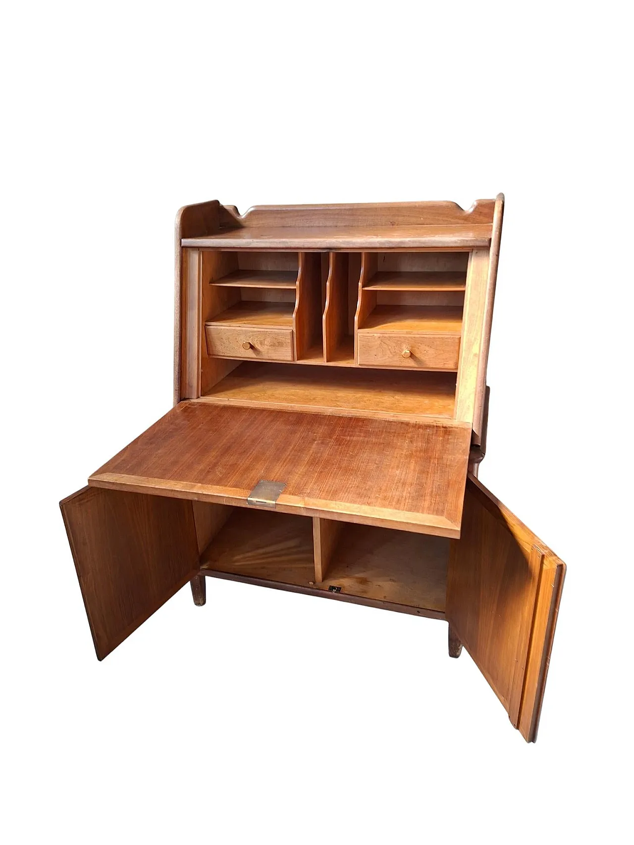 Wooden drop-leaf writing desk secretaire, 1960s 12