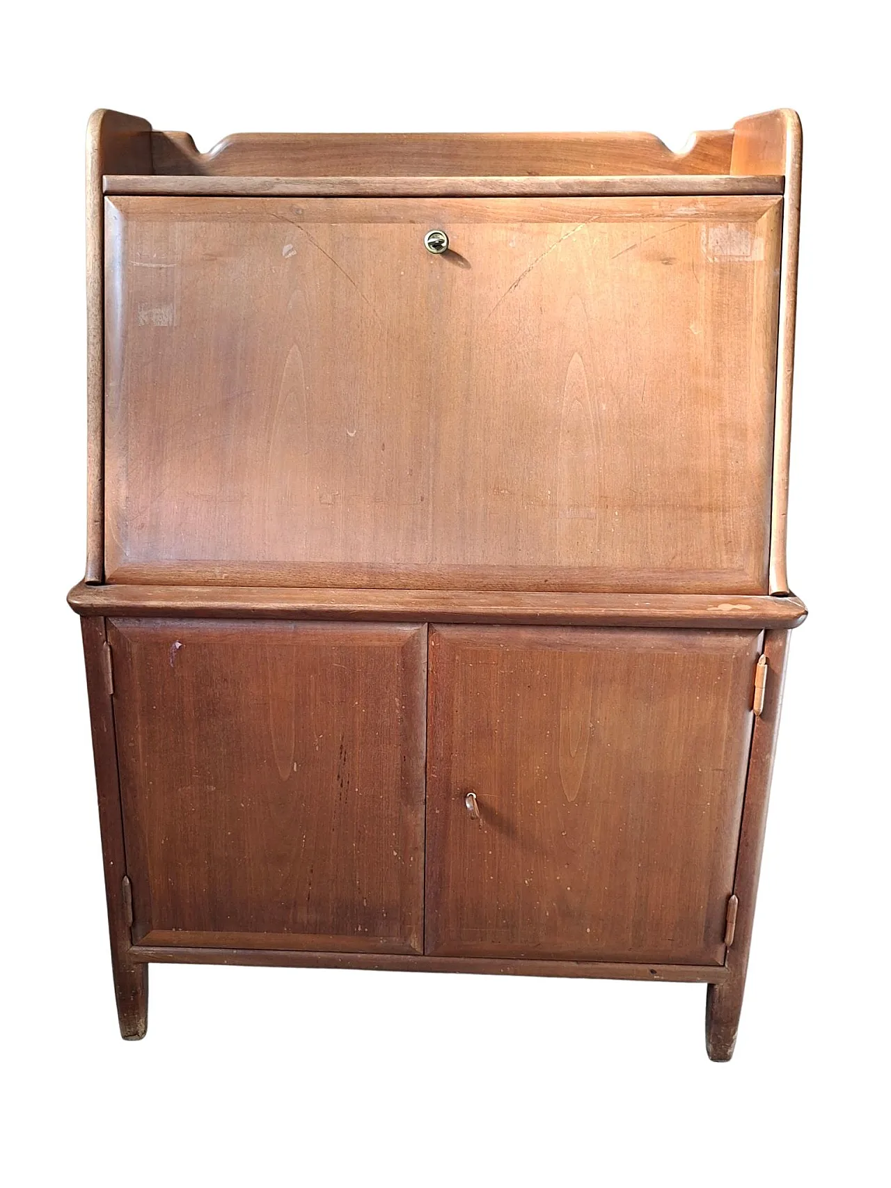 Wooden drop-leaf writing desk secretaire, 1960s 19