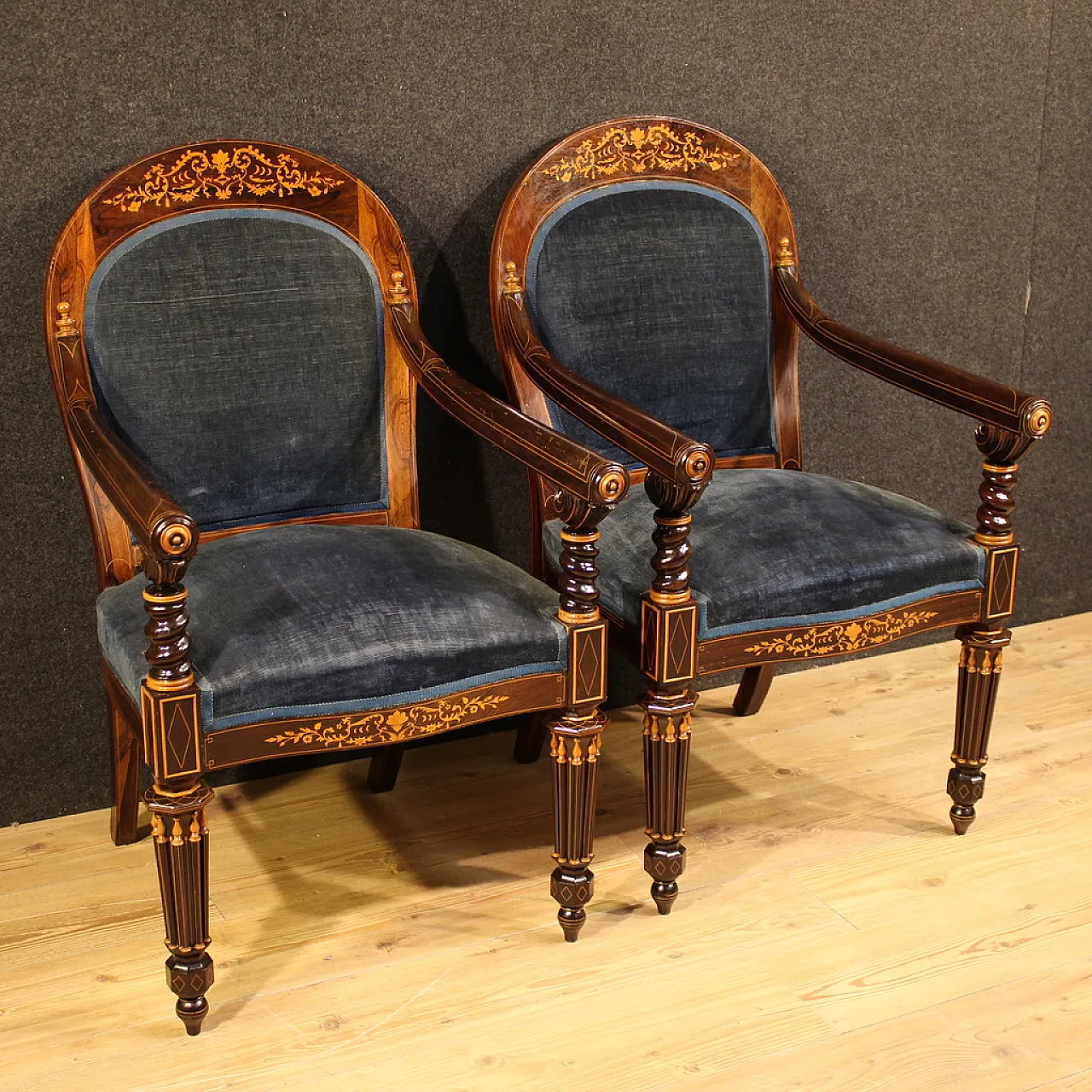 Pair of French Charles X armchairs, 19th century 1