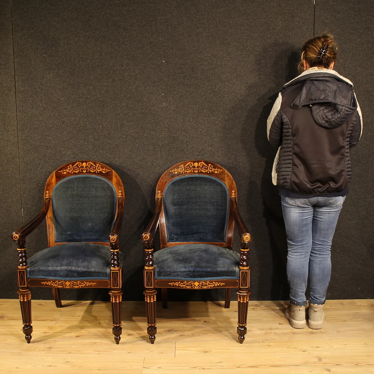 Pair of French Charles X armchairs, 19th century 2