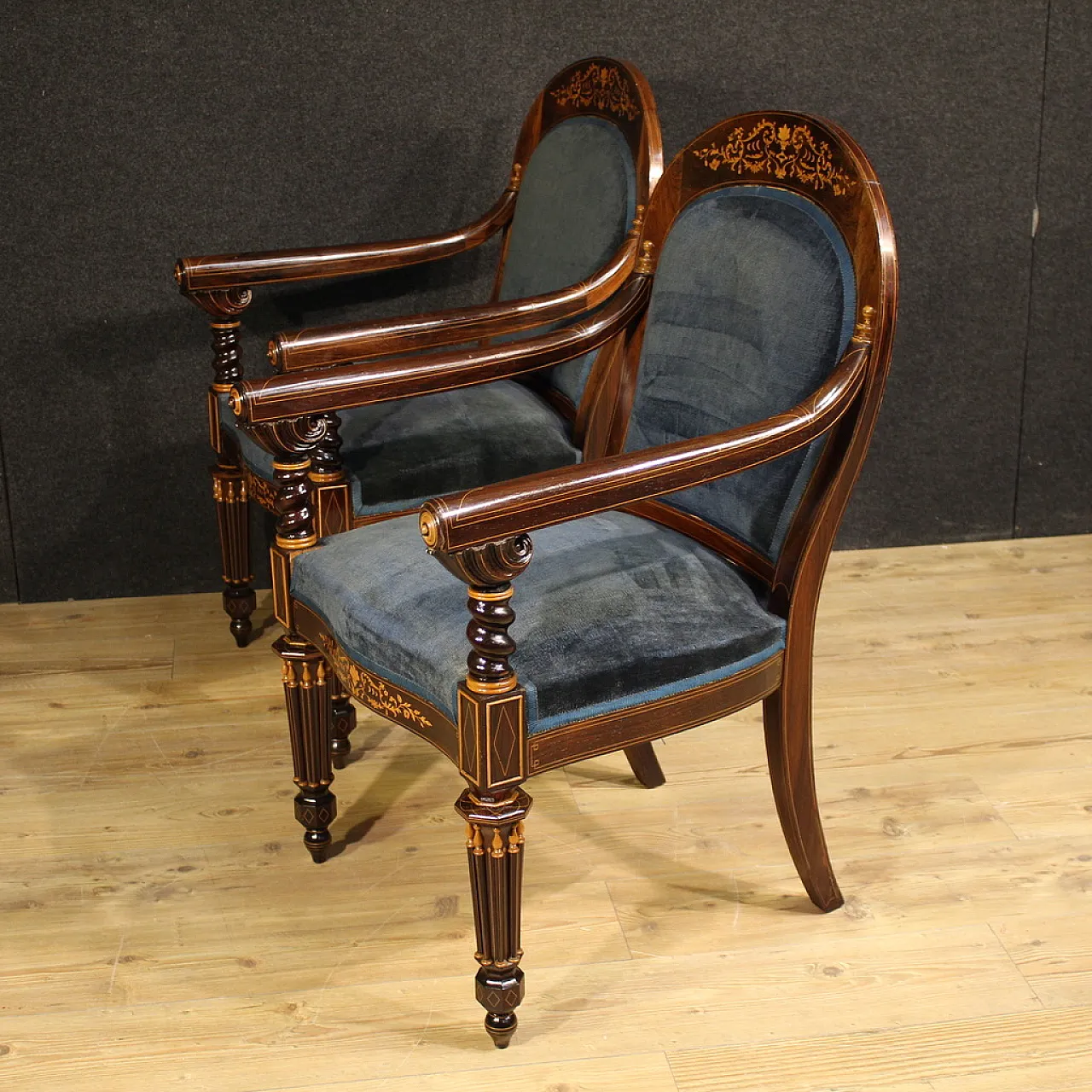 Pair of French Charles X armchairs, 19th century 4