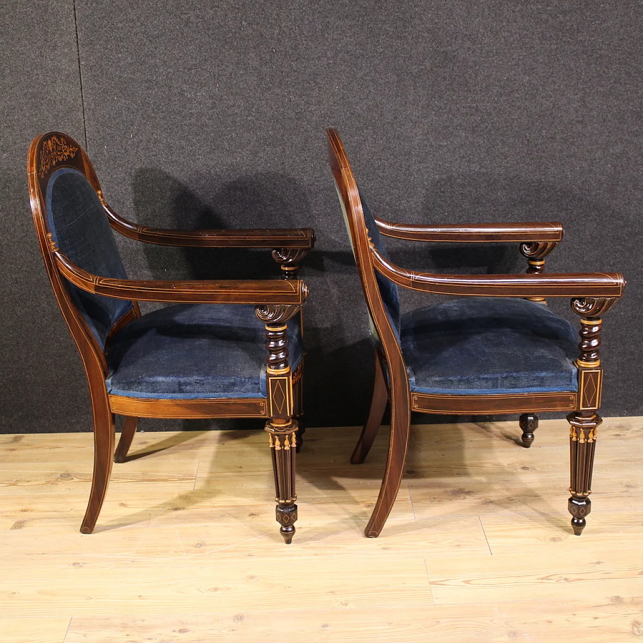 Pair of French Charles X armchairs, 19th century 10