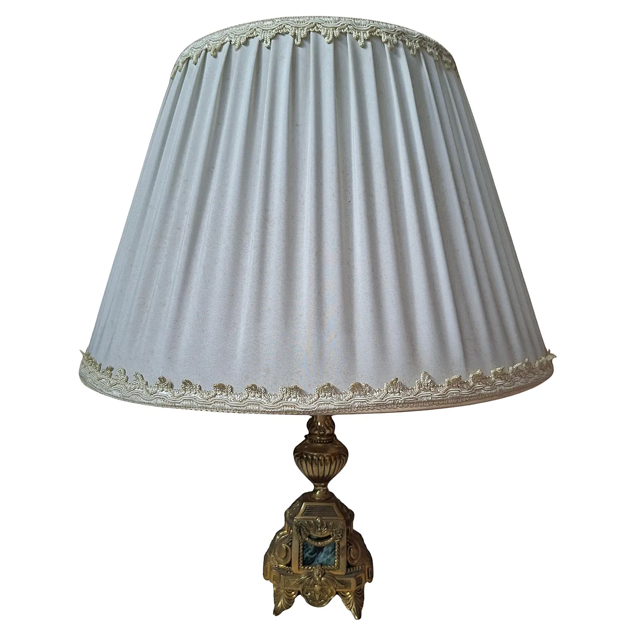 Brass and green marble table lamp, 1950s 1