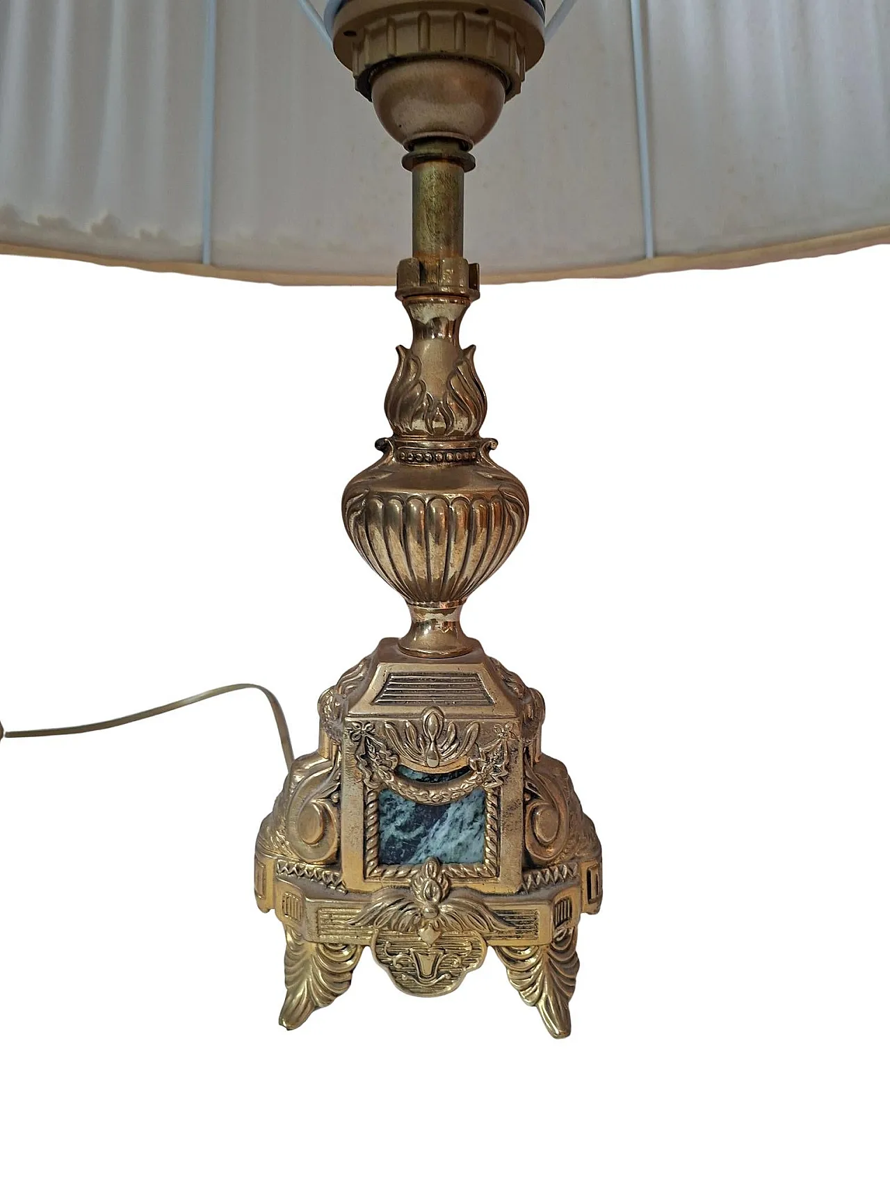 Brass and green marble table lamp, 1950s 5
