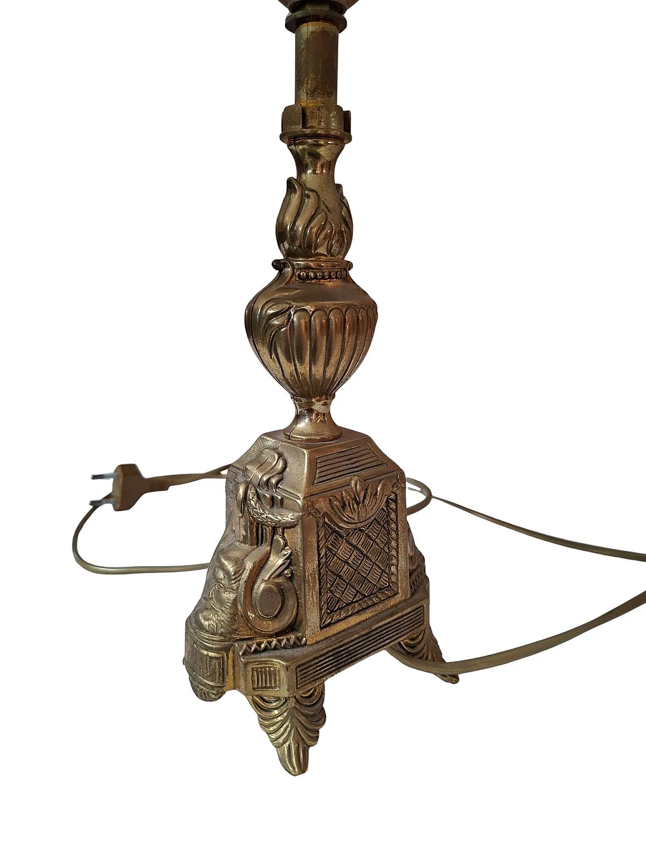 Brass and green marble table lamp, 1950s 9