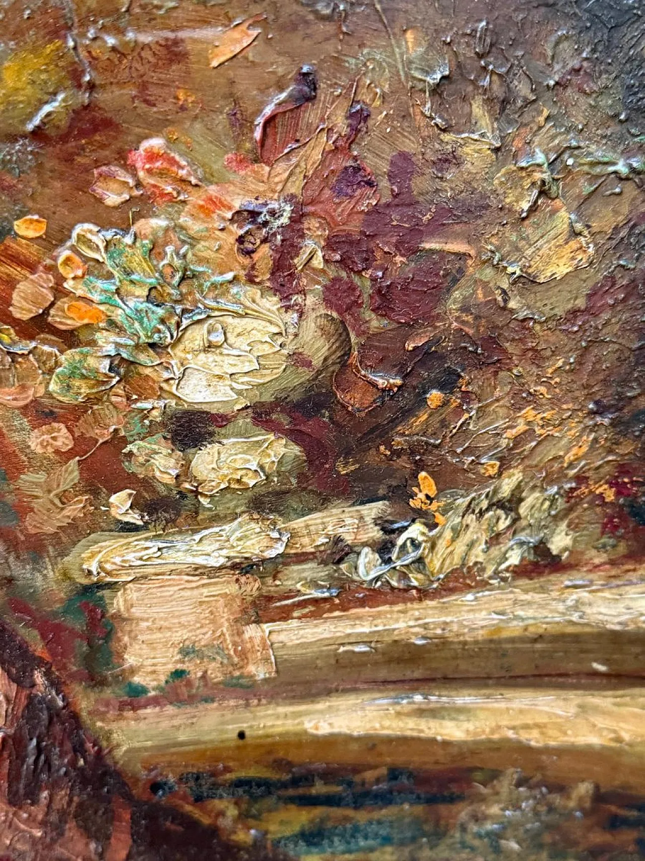 Romantic Ladies in a Lush Garden, signed oil painting, 19th Century 6