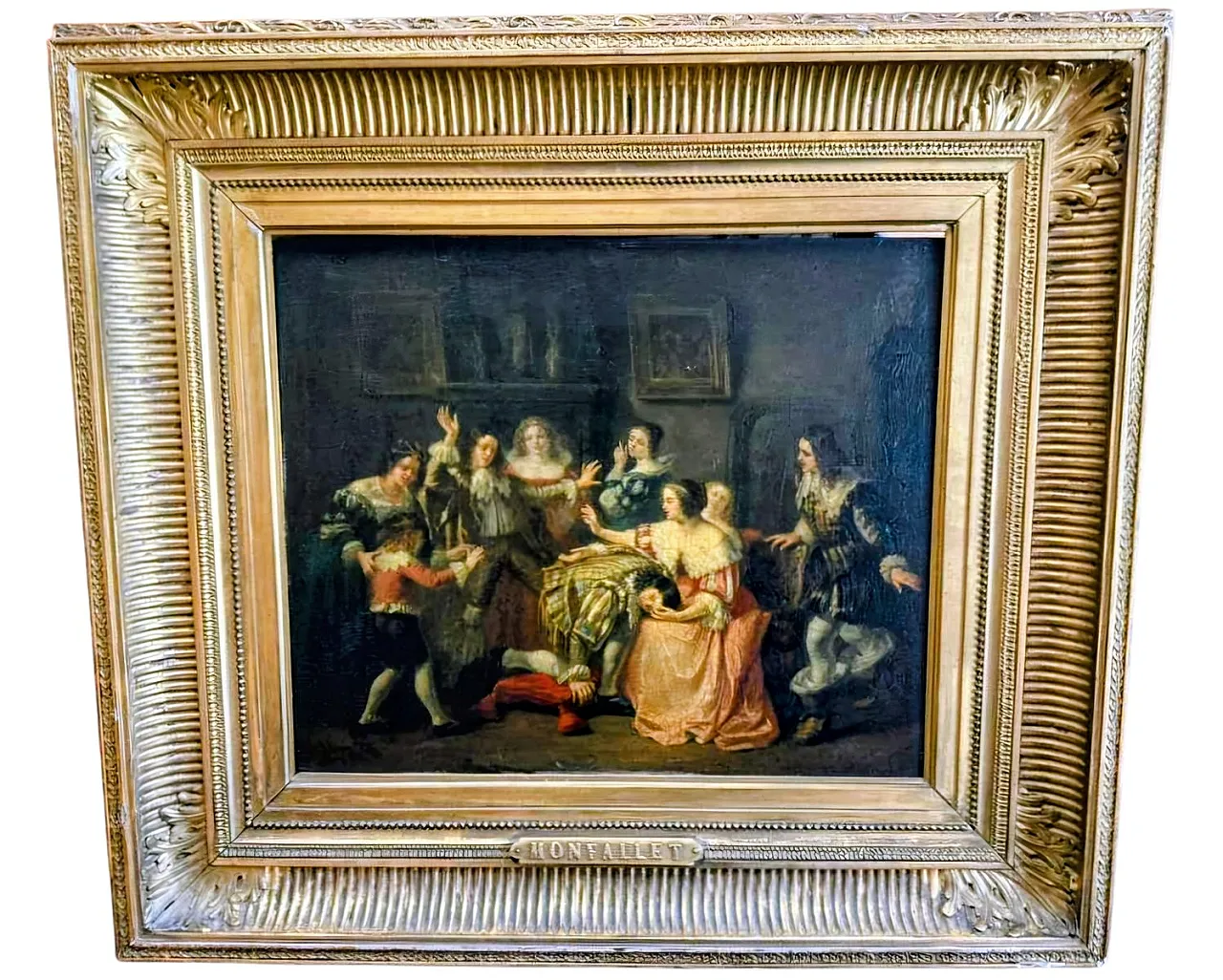 Adolphe François Monfallet, Genre scene, Oil on canvas, 19th Century 1