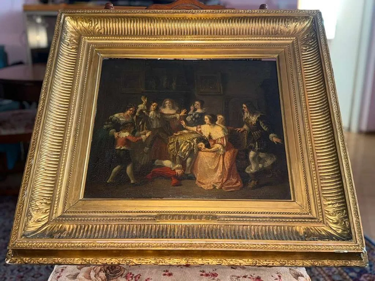 Adolphe François Monfallet, Genre scene, Oil on canvas, 19th Century 2