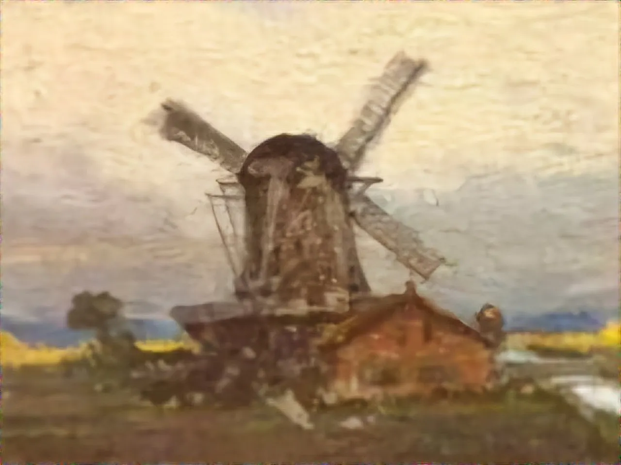 Landscape with mills, Signed Konstantin Stoitzner, Late 19th century 7