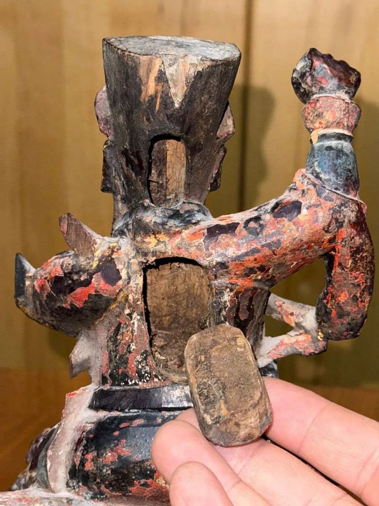 Chinese polychrome wood sculpture of the Taoist deity Zhao Gongming, Qing dynasty, 18th century 3