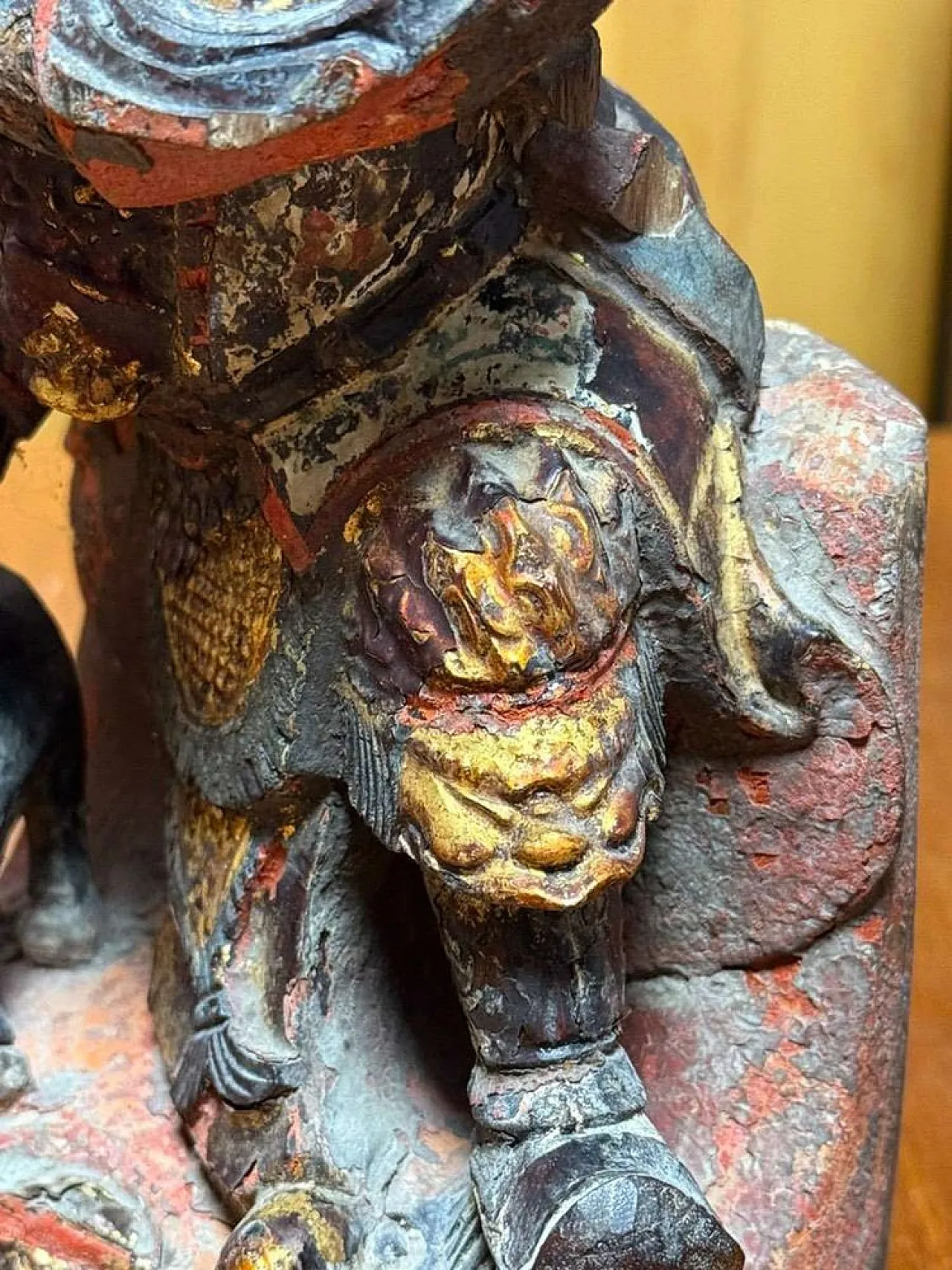 Chinese polychrome wood sculpture of the Taoist deity Zhao Gongming, Qing dynasty, 18th century 6