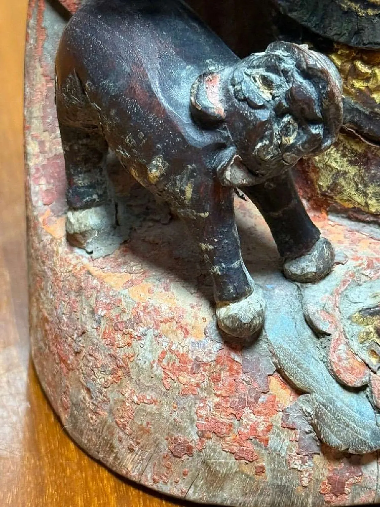 Chinese polychrome wood sculpture of the Taoist deity Zhao Gongming, Qing dynasty, 18th century 16