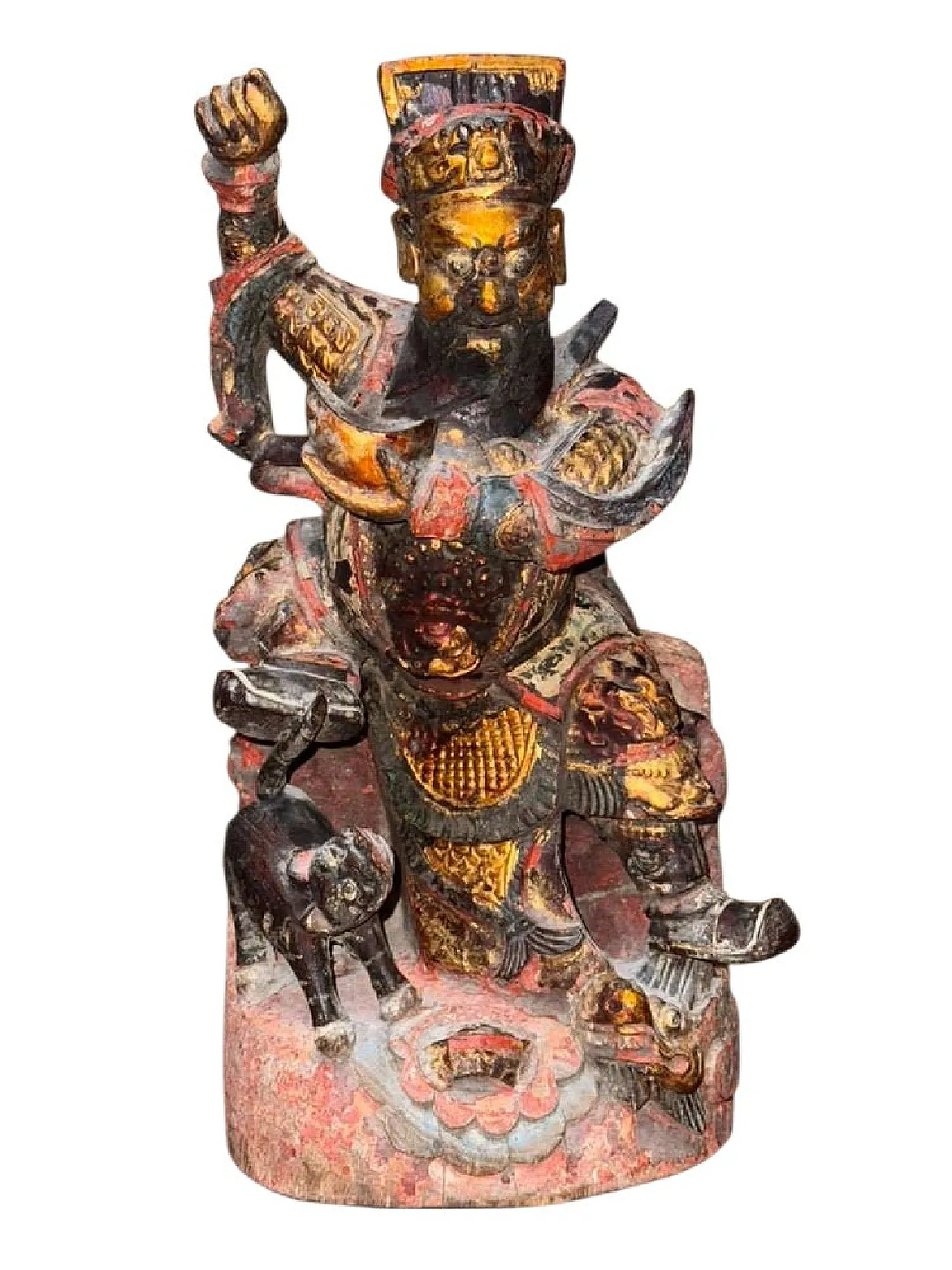 Chinese polychrome wood sculpture of the Taoist deity Zhao Gongming, Qing dynasty, 18th century 20