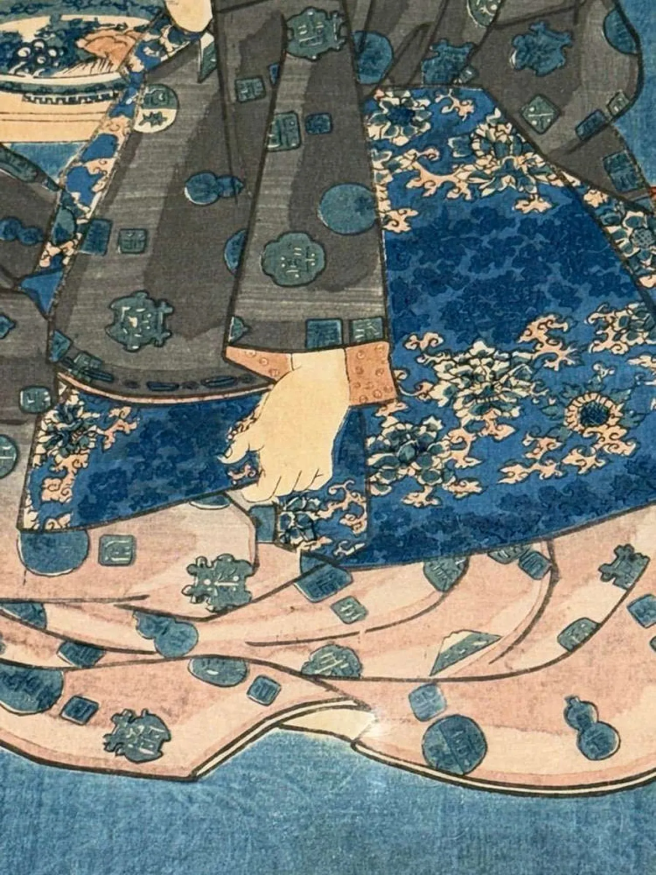 Donna su una terrazza con vista sulla baia, Kunisada, '800 4
