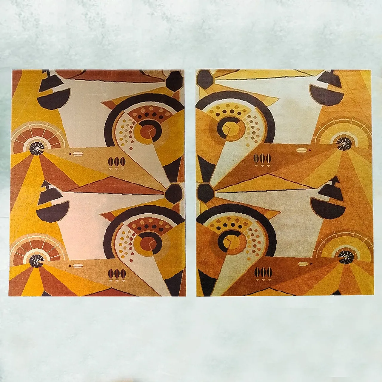 Pair of constructivist pure wool rugs, 1950s 2