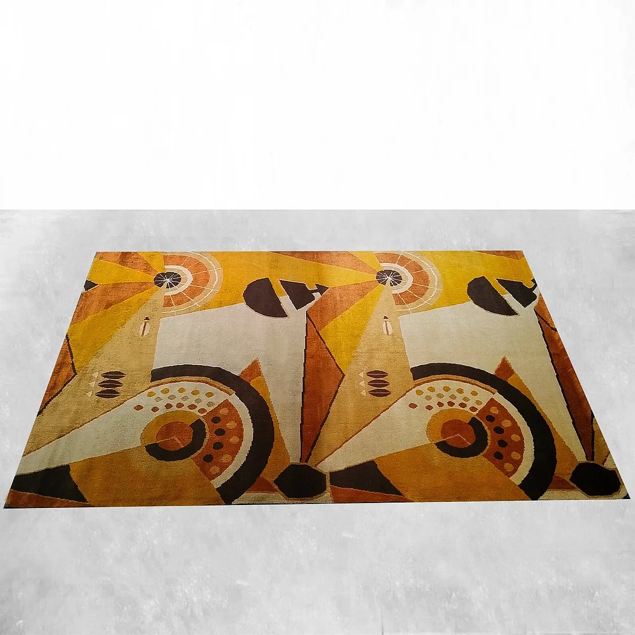 Pair of constructivist pure wool rugs, 1950s 3