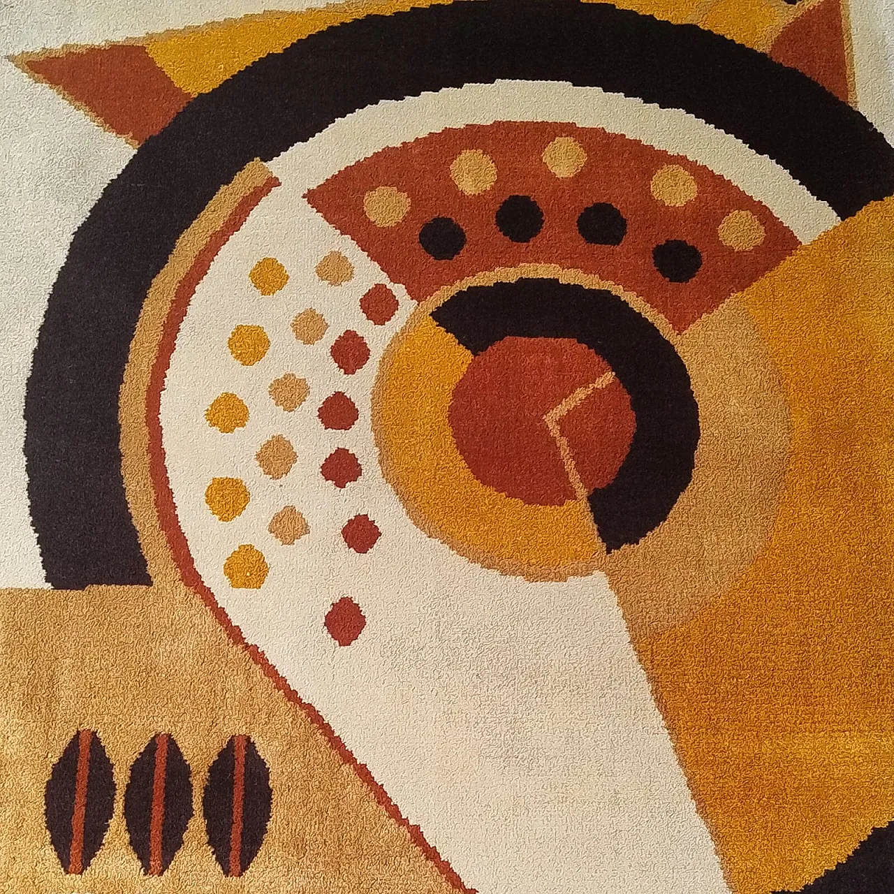 Pair of constructivist pure wool rugs, 1950s 6