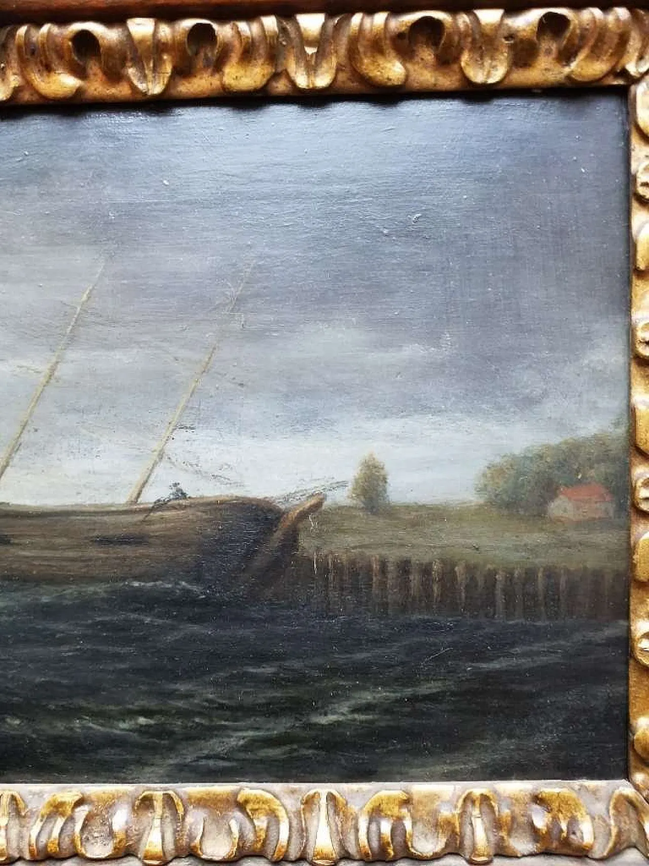 Flemish school Coastal marine scene, Oil on oak panel, 18th century 6