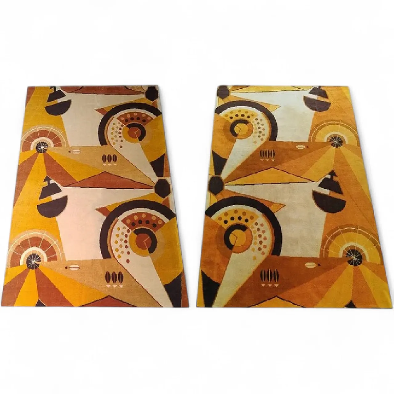 Pair of constructivist pure wool rugs, 1950s 10