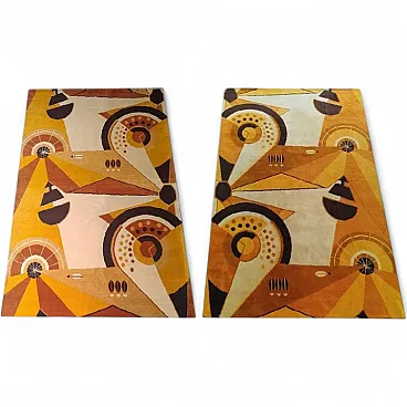 Pair of constructivist pure wool rugs, 1950s