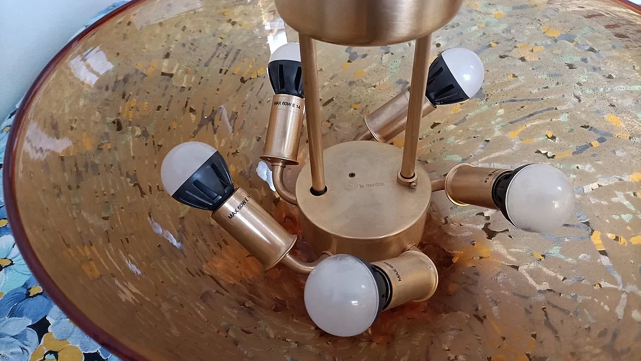 La Murrina 5-light amber cup chandelier, 20th century 5