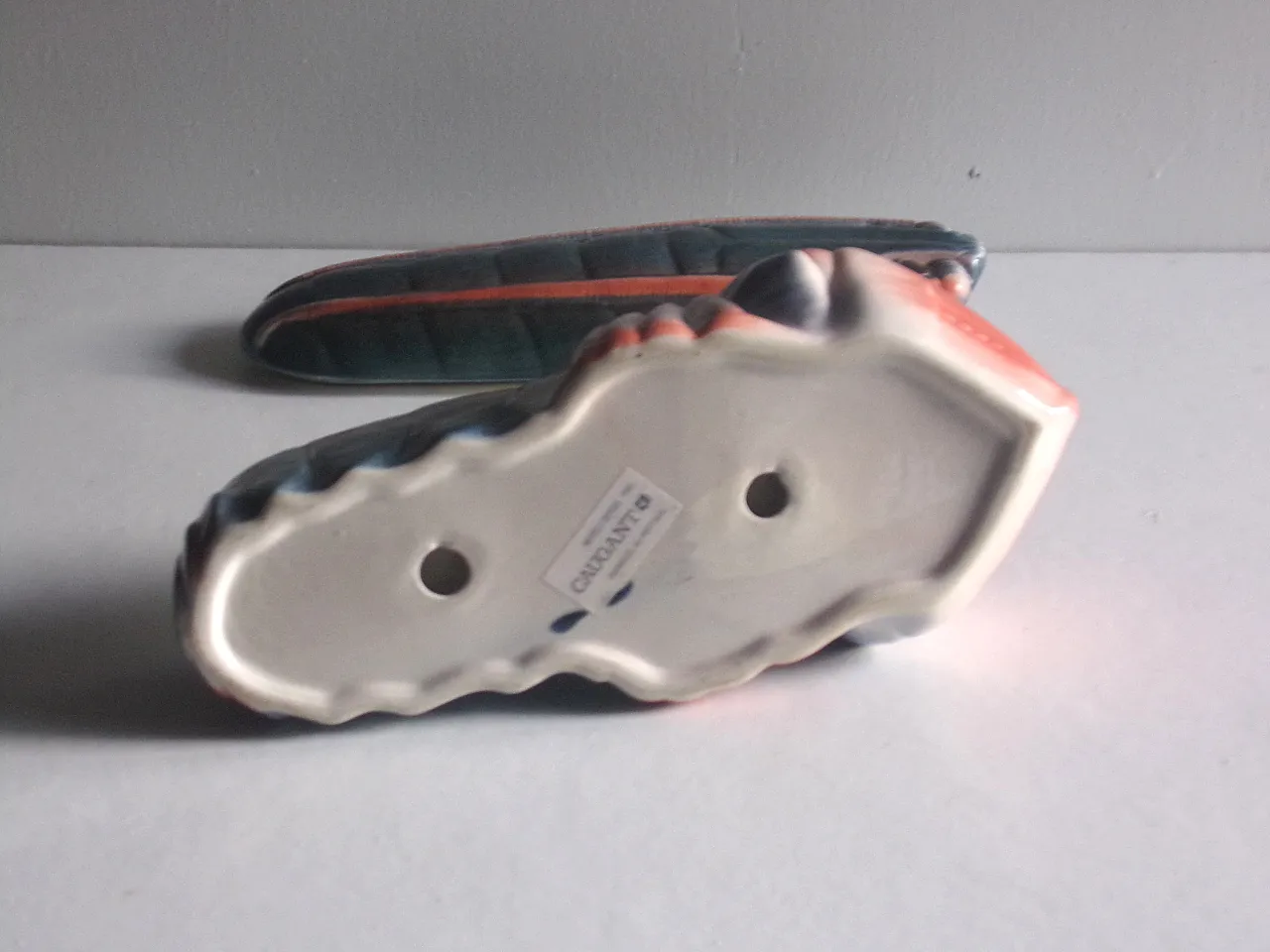 Majolica Lobster Pate Dish Faience Terrine, in Pink and Blue, 70s 2