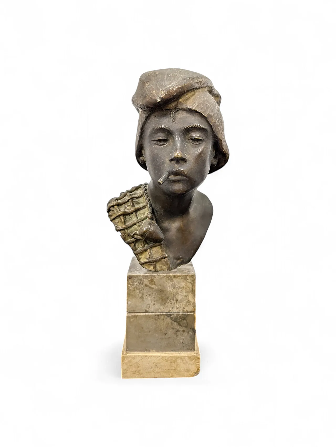 Bronze bust sculpture by A. D'orsi "Scugnizzo" as a child Naples, 19th 1