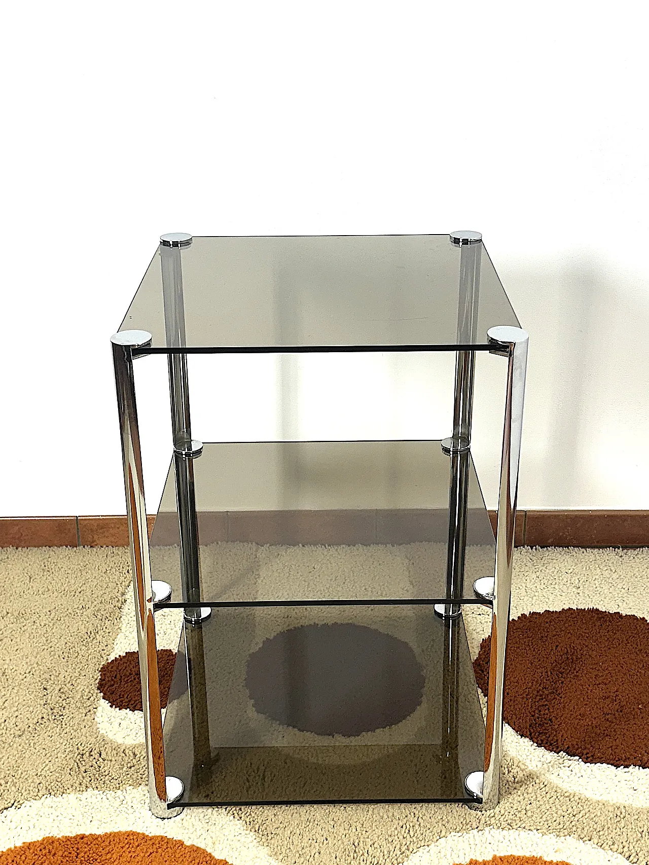 Tavolino di Ari Colombo per Artflex in acciaio vetri Fumè, anni '60 8