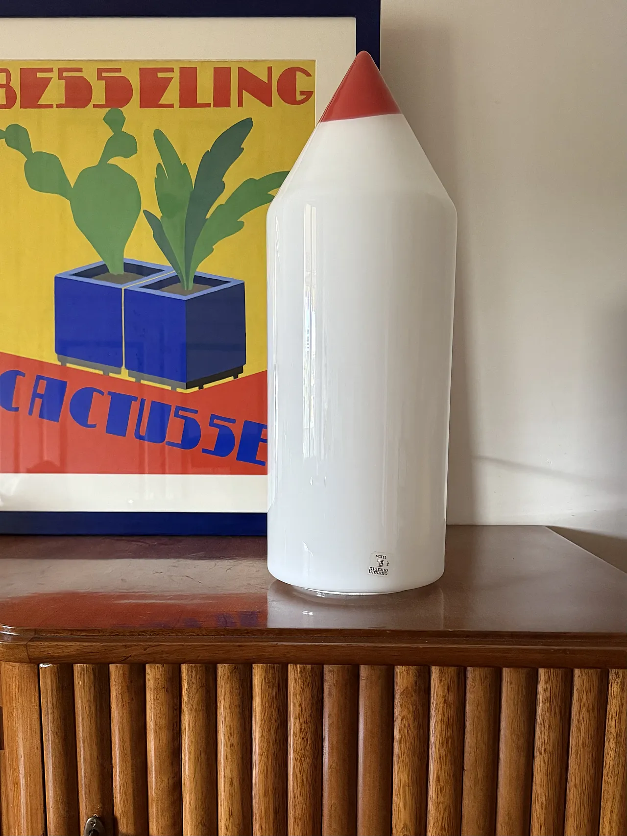 Postmodern glass Pencil table lamp, Formia Murano 1980 7