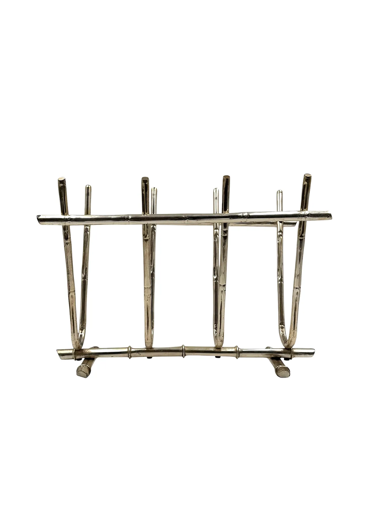 Hollywood Regency bamboo-shaped brass magazine rack, Italy 1970 2