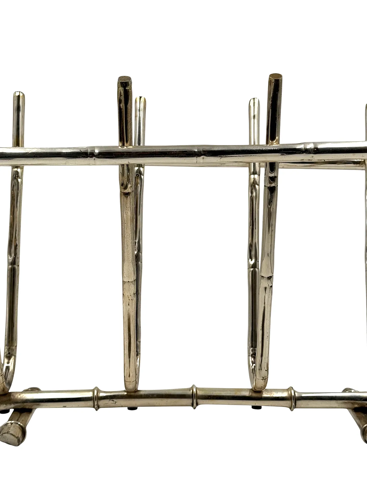 Hollywood Regency bamboo-shaped brass magazine rack, Italy 1970 3