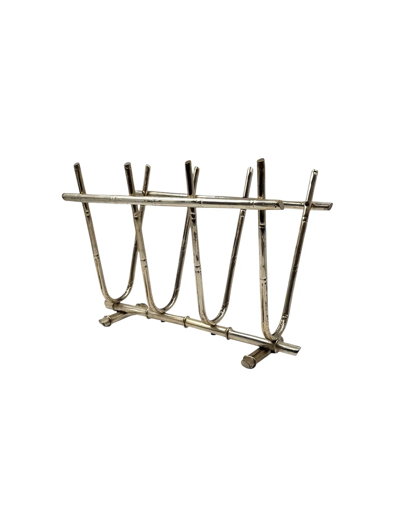 Hollywood Regency bamboo-shaped brass magazine rack, Italy 1970 5