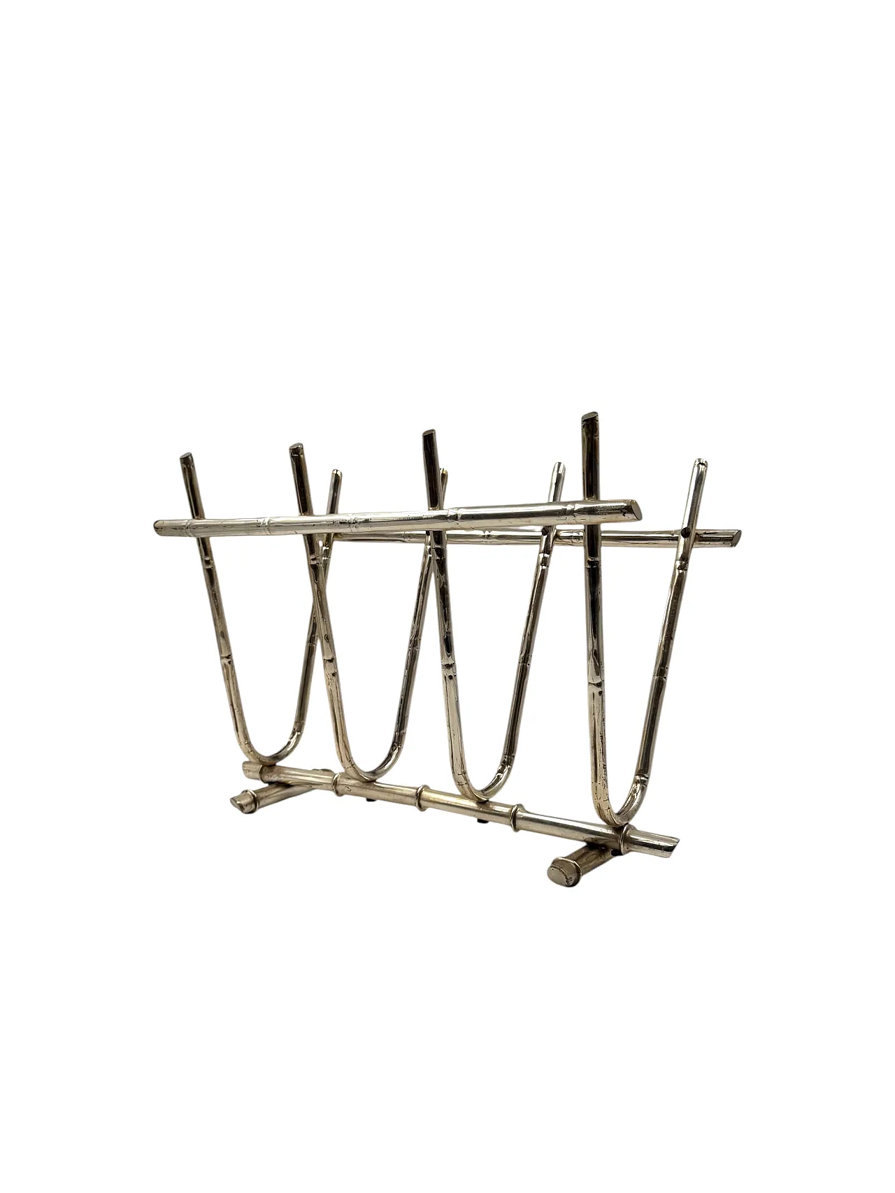 Hollywood Regency bamboo-shaped brass magazine rack, Italy 1970 6
