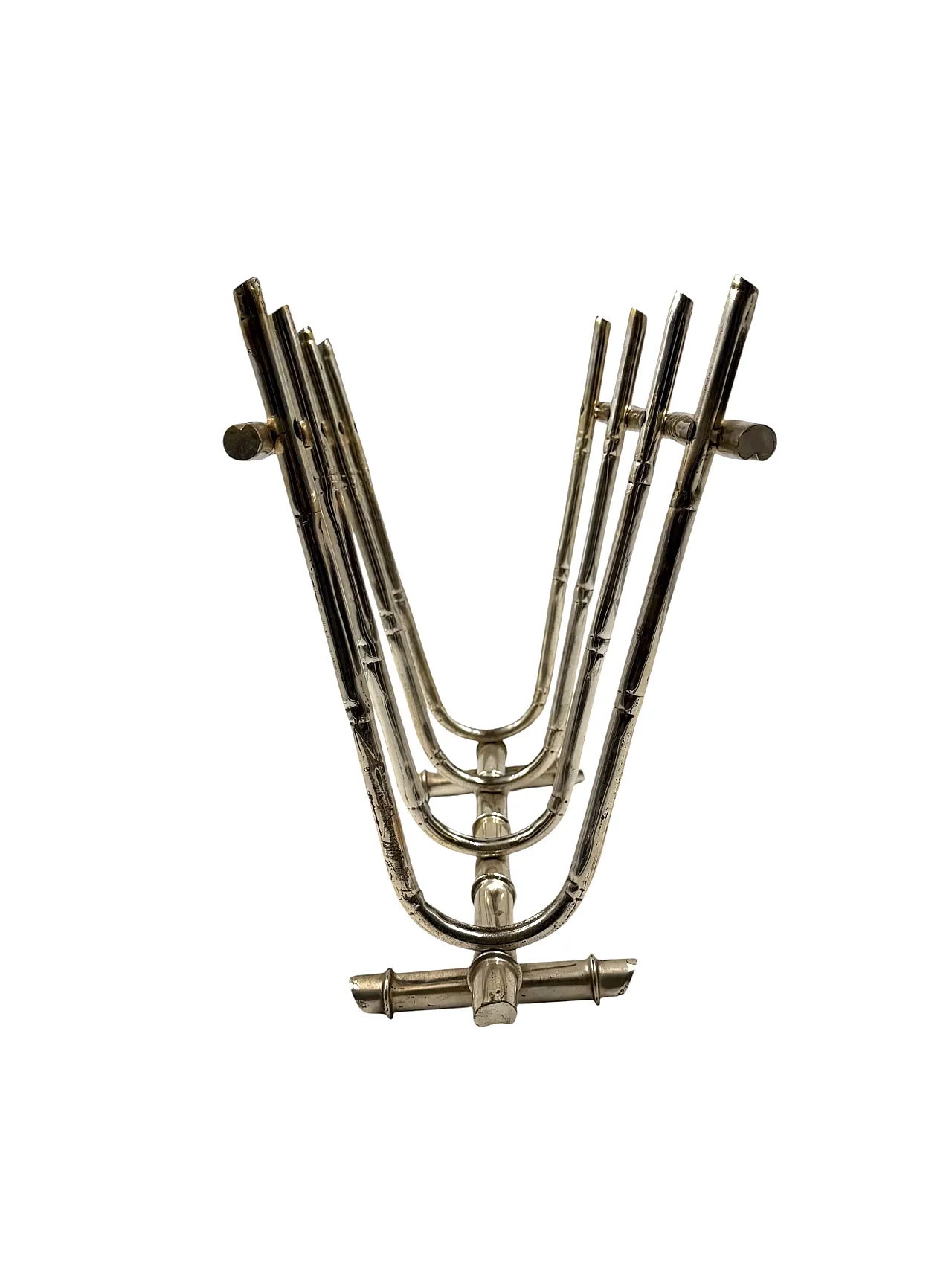 Hollywood Regency bamboo-shaped brass magazine rack, Italy 1970 7