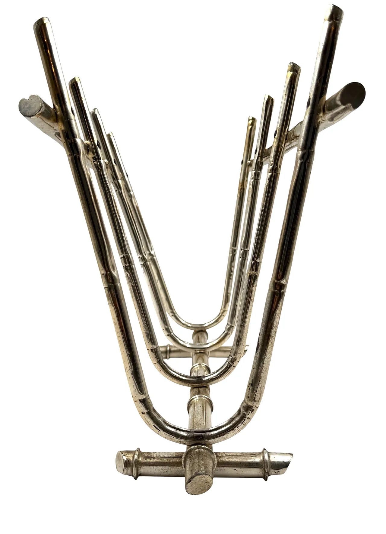 Hollywood Regency bamboo-shaped brass magazine rack, Italy 1970 8