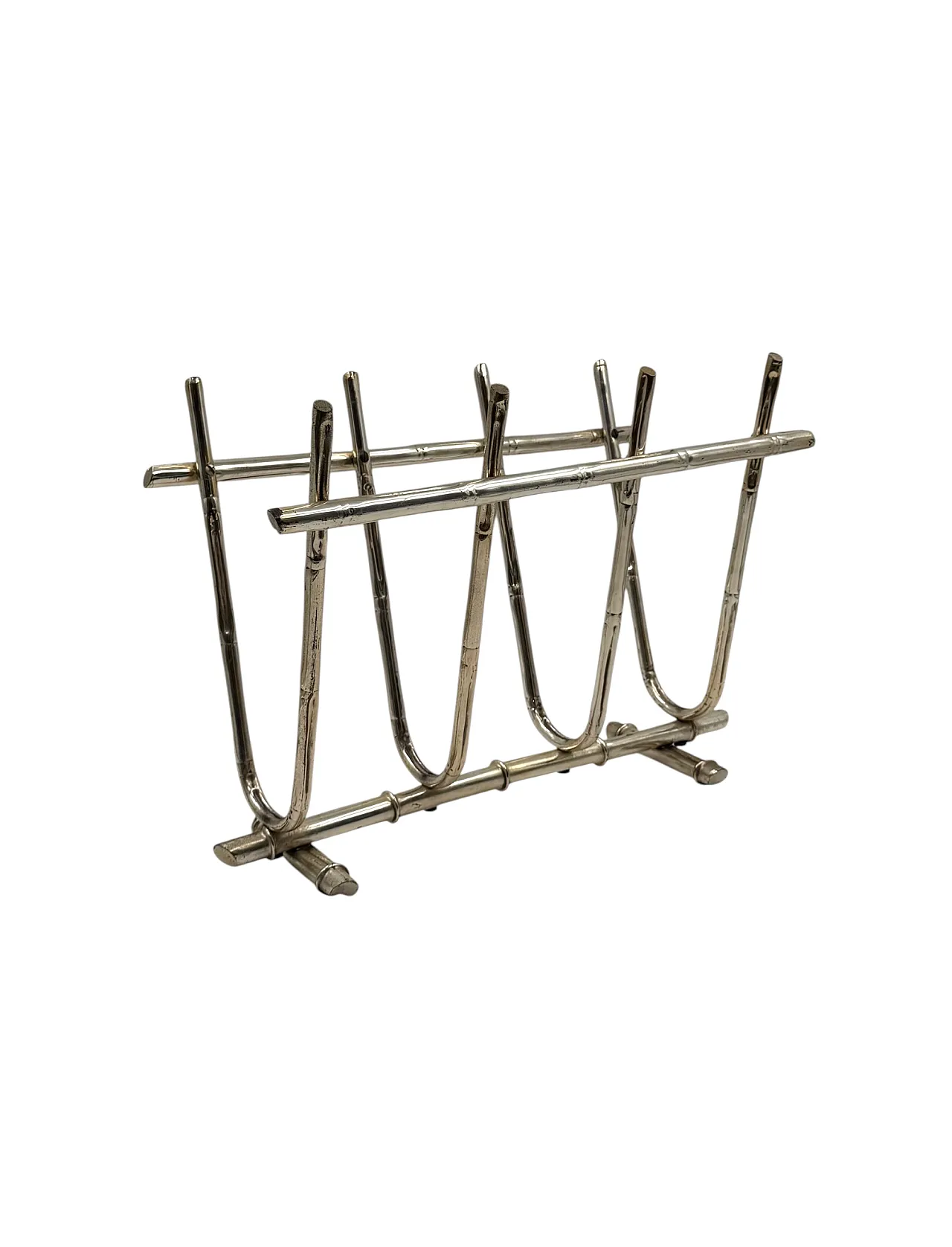 Hollywood Regency bamboo-shaped brass magazine rack, Italy 1970 9