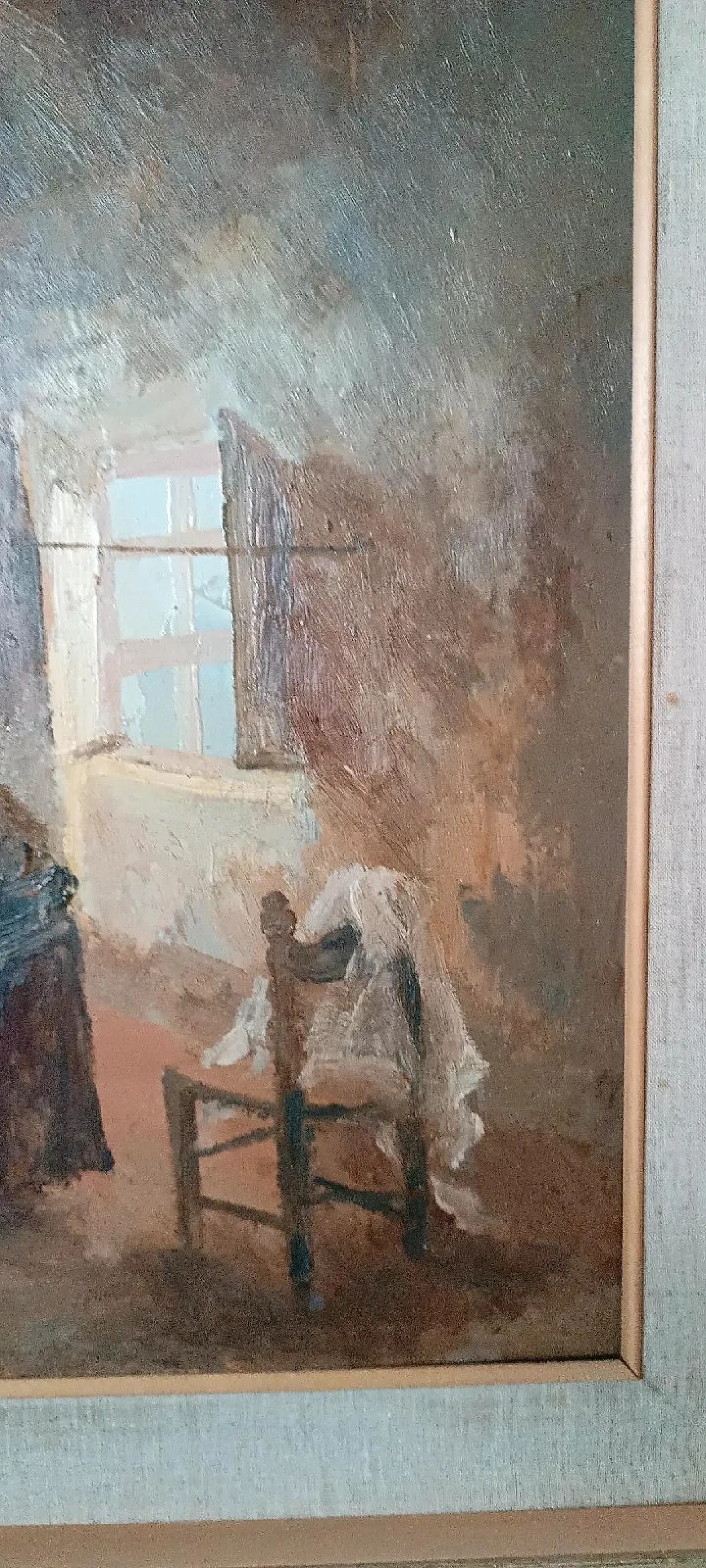 Interno, dipinto a olio su tavola di Guido Guidi, anni '50 7