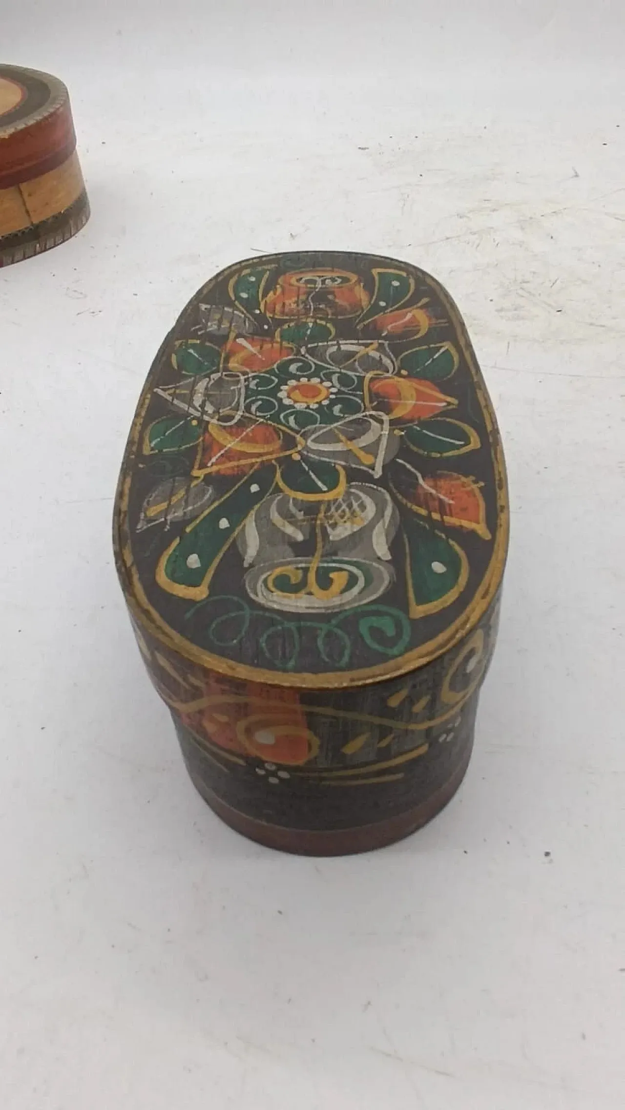 Scatola dipinta Tirolo in faggio curvo e abete, '800 3