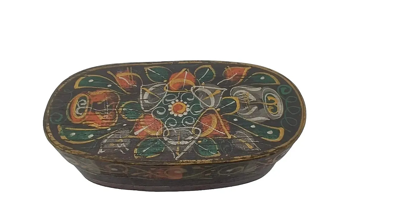 Scatola dipinta Tirolo in faggio curvo e abete, '800 8