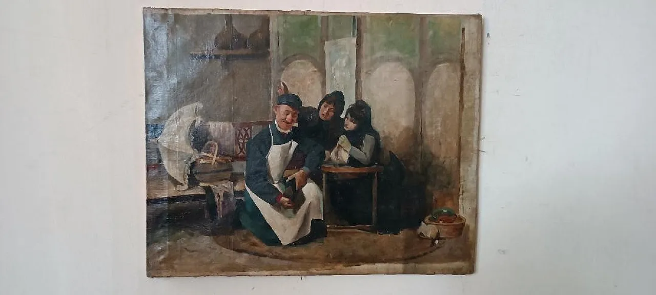 Il calzolaio, olio su tela, scuola italiana, '800 1