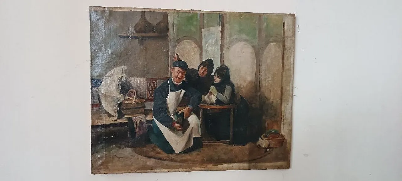 Il calzolaio, olio su tela, scuola italiana, '800 2