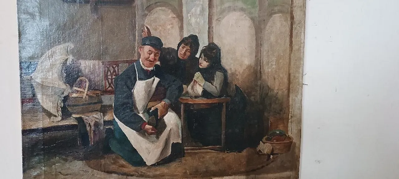 Il calzolaio, olio su tela, scuola italiana, '800 3