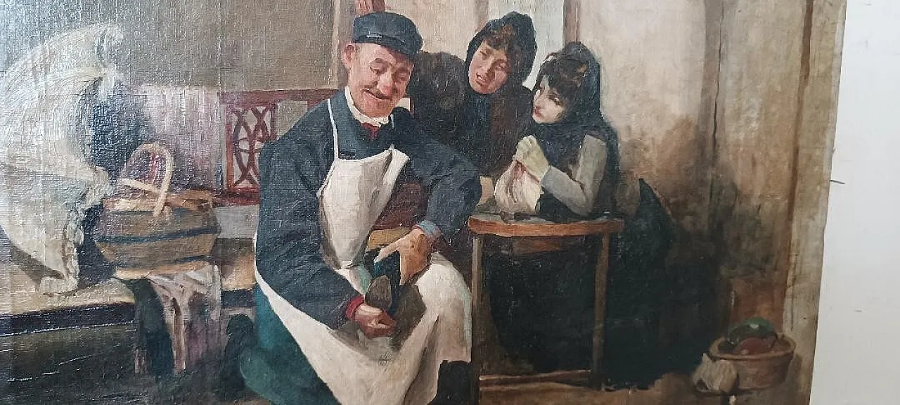 Il calzolaio, olio su tela, scuola italiana, '800 4