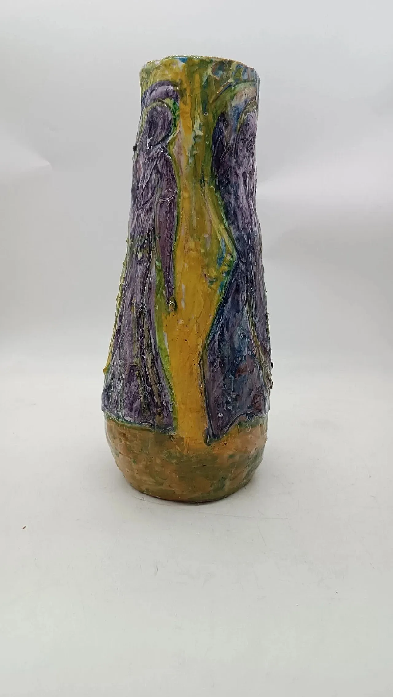 Vaso in maiolica d'arte figurativa di Agostino Pastene, anni '50 2