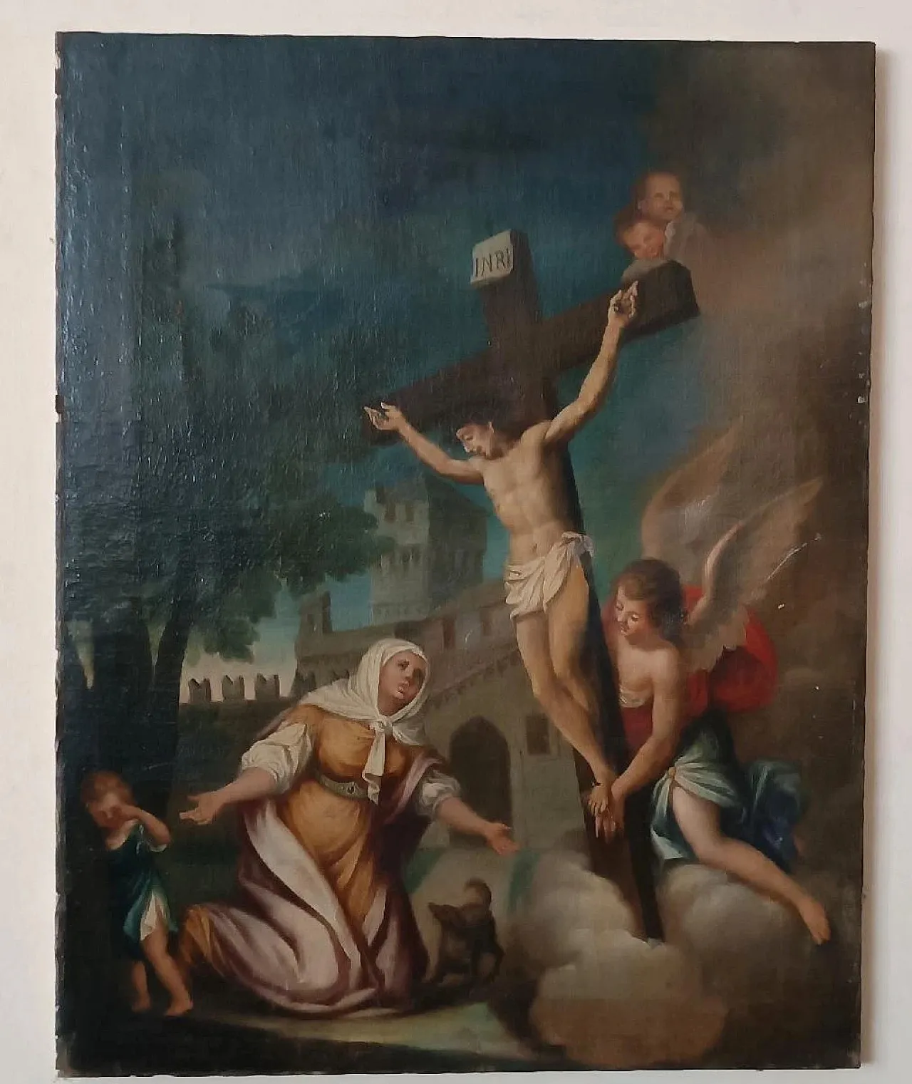 Crocifissione, olio su tela, scuola italiana, '700 3