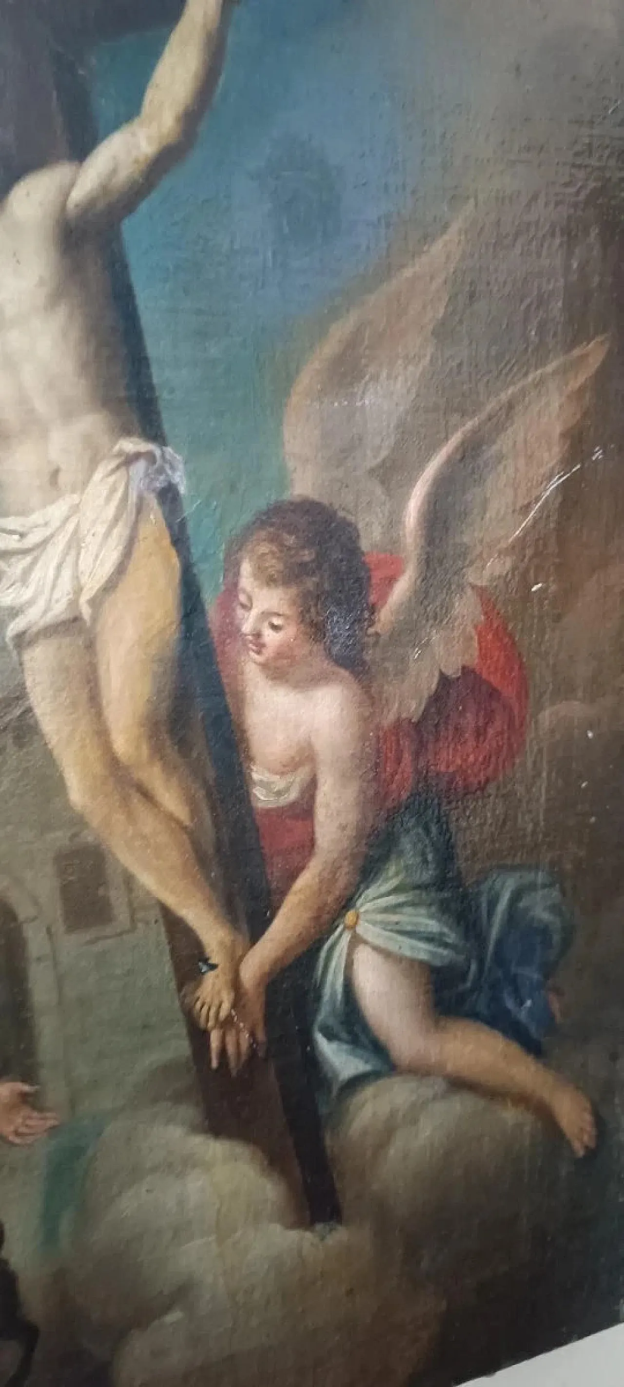 Crocifissione, olio su tela, scuola italiana, '700 6