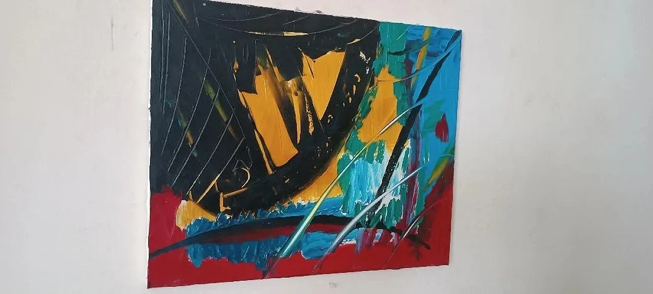 Dipinto astratto ad olio su tela di Simone Ciani, fine '900 5