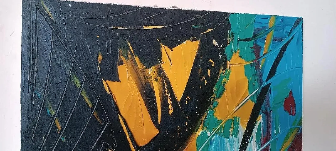 Dipinto astratto ad olio su tela di Simone Ciani, fine '900 6